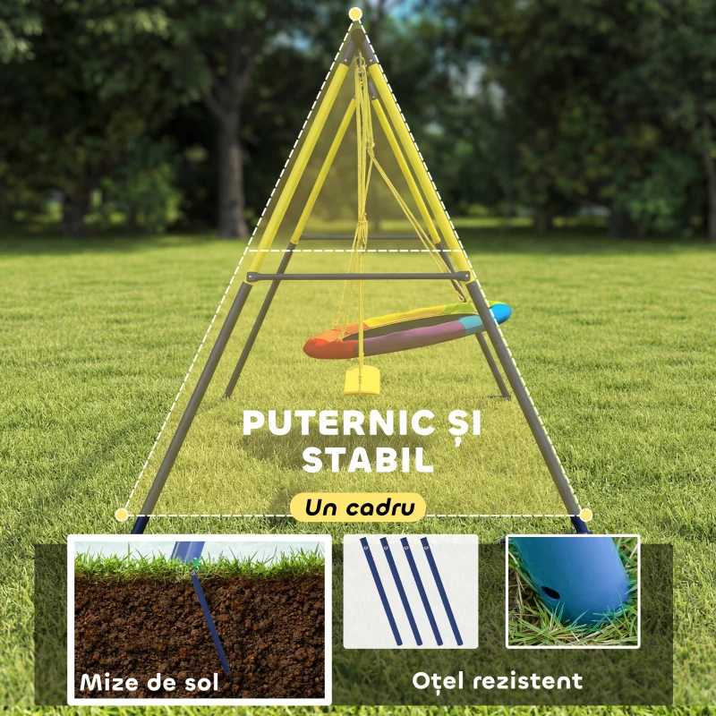 AIYAPLAY Set de leagăne pentru copii, parc de joacă pentru exterior, multicolor