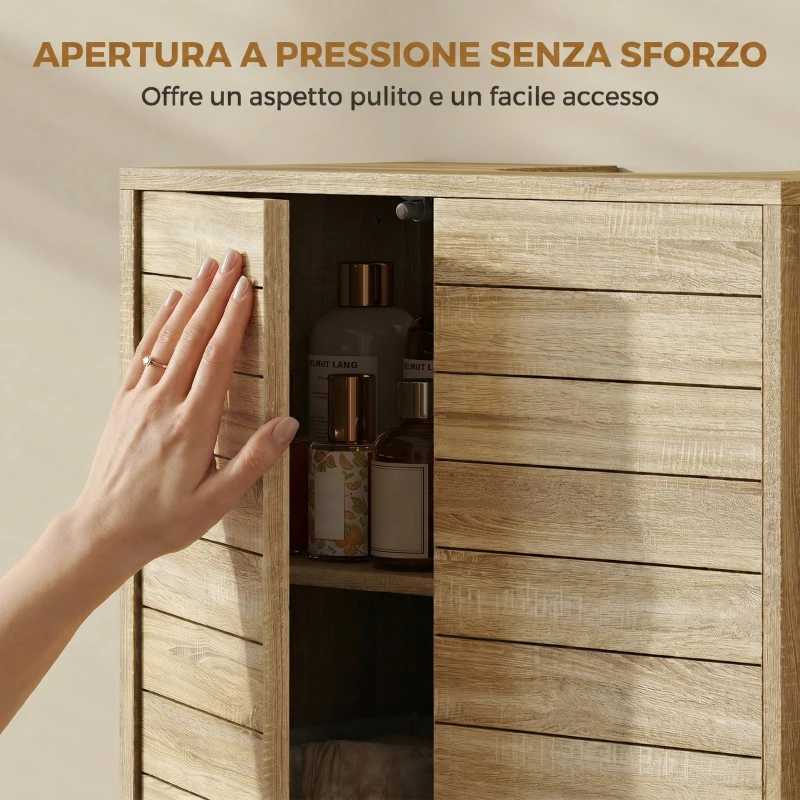 HOMCOM Mobile Sottolavabo, Bagno con Ripiano Regolabile, Push-to-Open Design.