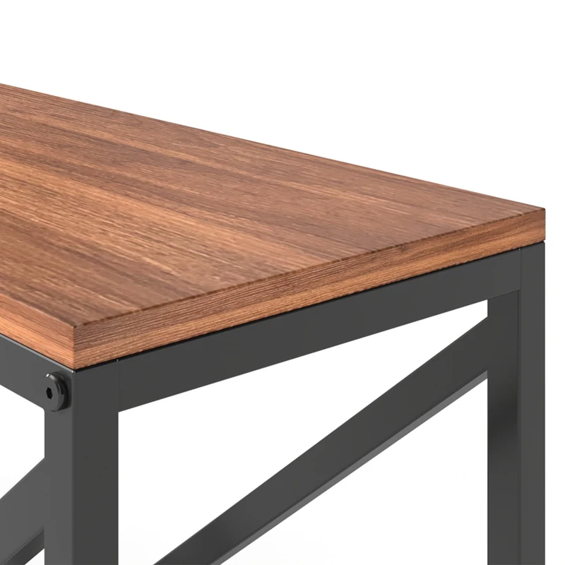 Outsunny 2-in-1 brandhoutrek voor binnen, 98 x 28 x 50 cm, verhoogd haardhoutrek met blad, scheidingswand en bijzettafel