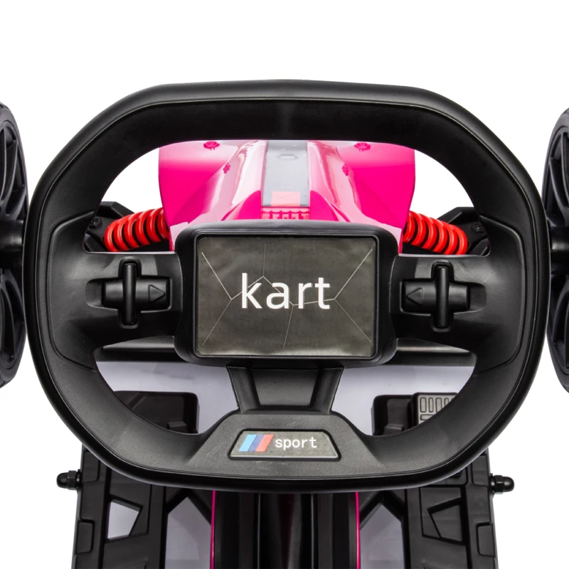 HOMCOM Kart électrique pour enfant 12V - Vitesse réglable 3-5km/h pour enfants de 3 à 8 ans - siège réglable - rose