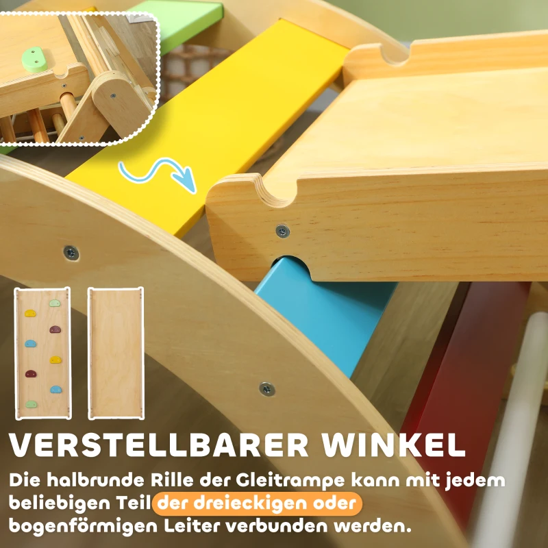 AIYAPLAY 7-in-1 indoor klimdriehoek met glijbaan – meerkleurig(m-6)