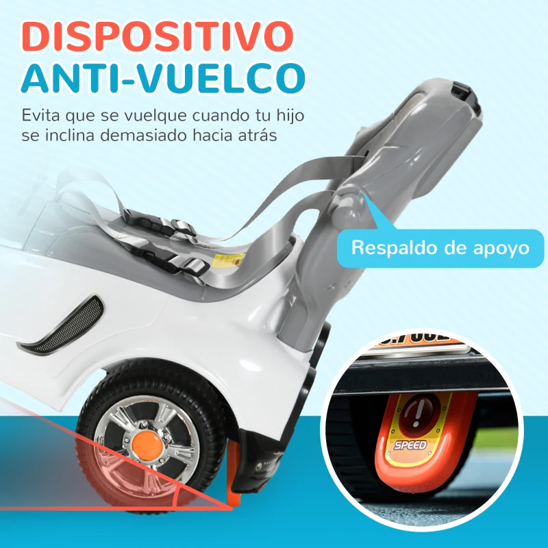 AIYAPLAY Correpasillos 3 en 1 para Niños 12-36 Meses con Espacio de Almacenaje Diseño de Robot con Ojos Luminosos Música Blanco