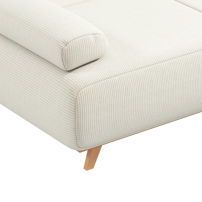 HOMCOM Slaapbank met verstelbare rugleuning, bedfunctie, verborgen opbergruimte en cord bekleding, beige