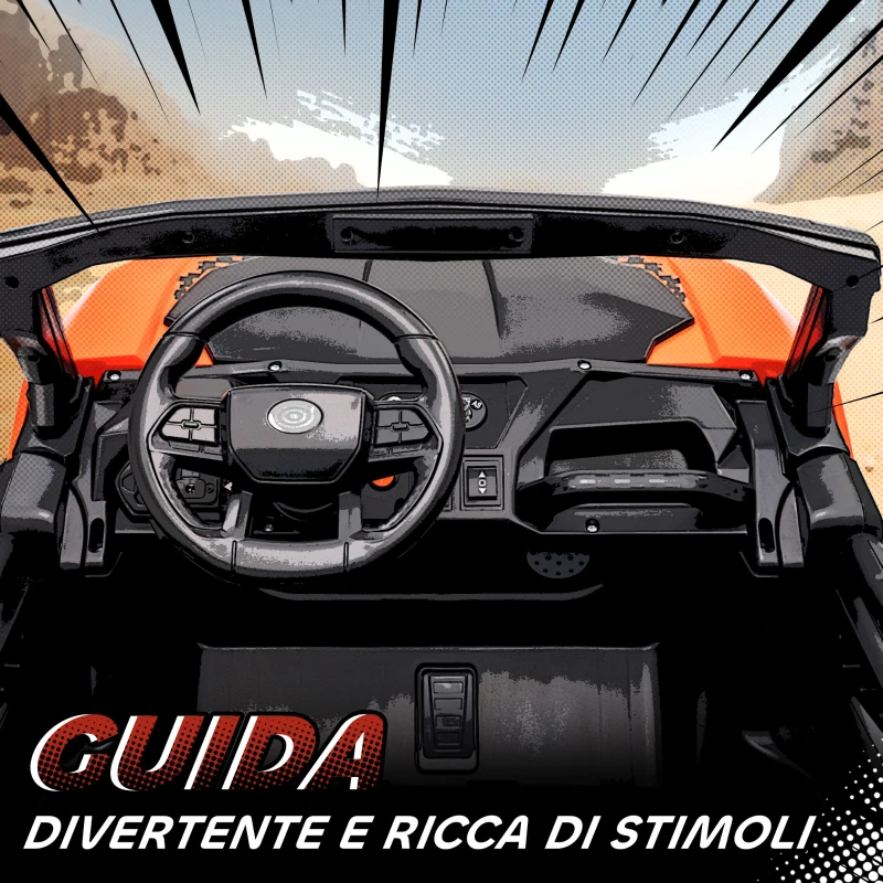 AIYAPLAY Macchina Elettrica per Bambini 3-8 Anni 24V a 2 Posti, Doppio Motore, Telecomando e Soft Start, Arancione