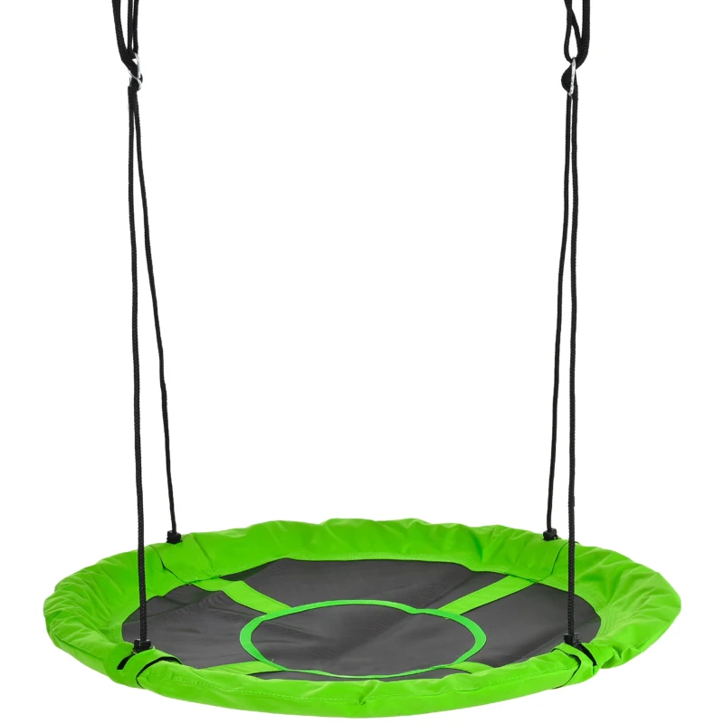 Outsunny Balançoire nid d'oiseau Ronde balançoire Panier Ø 110 cm 4 Anneaux Inclus métal époxy Oxford Haute densité Vert