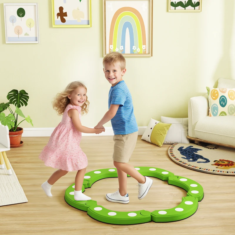 AIYAPLAY Balancebalk, 6 gebogen segmenten, sensorische verhogingen, 50 kg draagvermogen, Groen