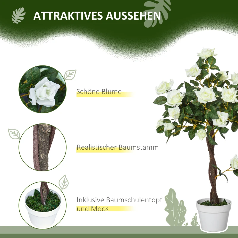 Outsunny Kunstboom, Kunstplant in Cementpot, Kunstplant