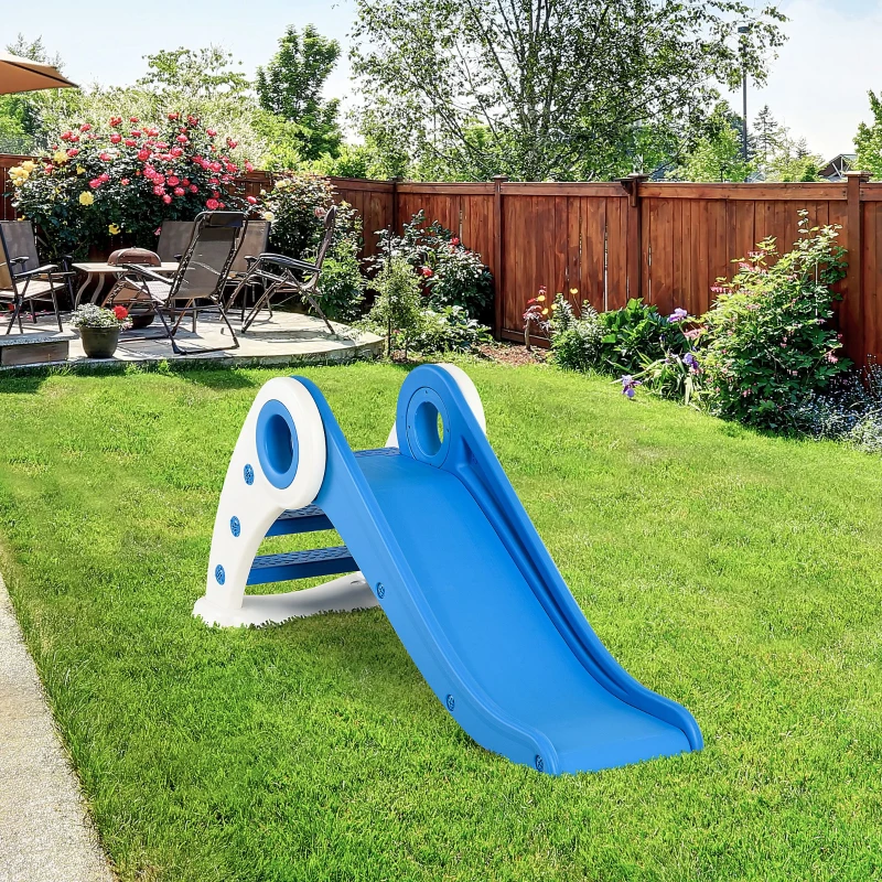 HOMCOM Toboggan Enfant Pliable pour Usage intérieur et extérieur 3 à 6 Ans 120 x 50 x 56 cm HDPE Bleu