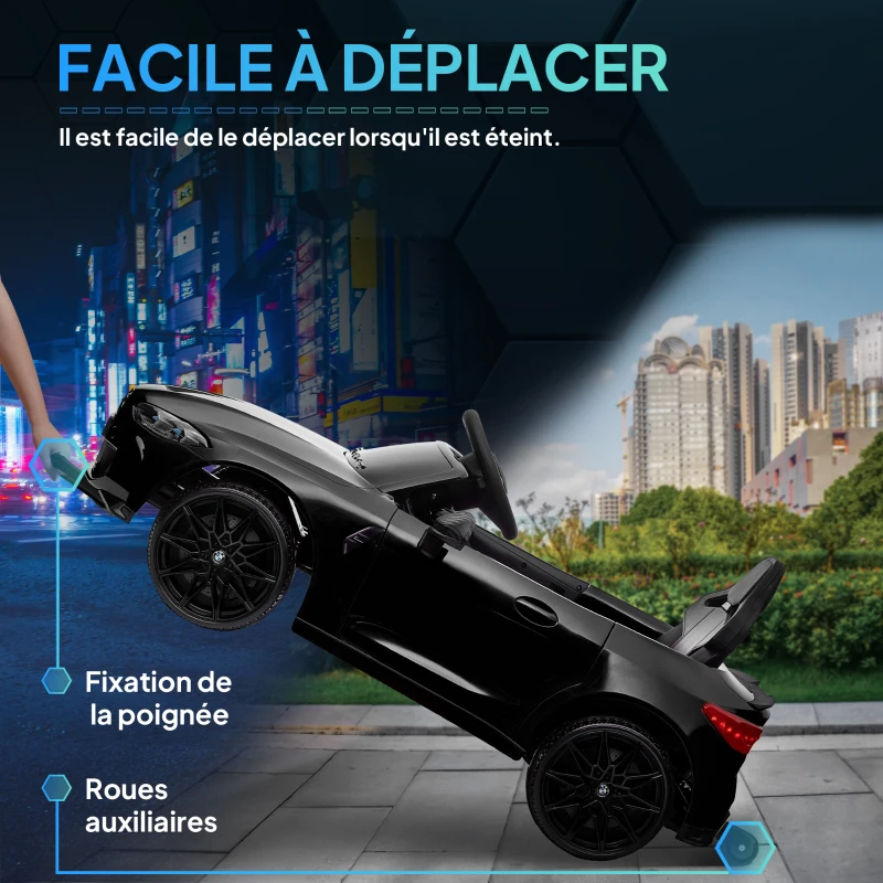 AIYAPLAY Voiture Électrique pour Enfants BMW M4 12V avec Télécommande 2,4G, Double Moteur, Klaxon, Lumières LED, Noir(m-5)