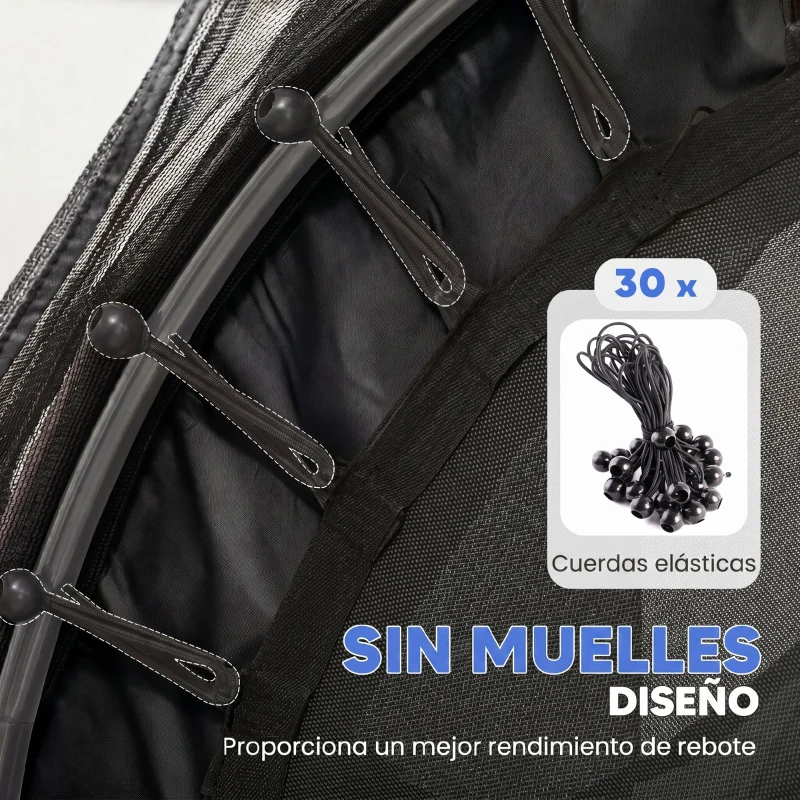 HOMCOM Trampolín para Niños de +3 Años Ø163 cm con Red de Seguridad y Marco de Acero Carga 50 kg para Interior y Exterior Negro