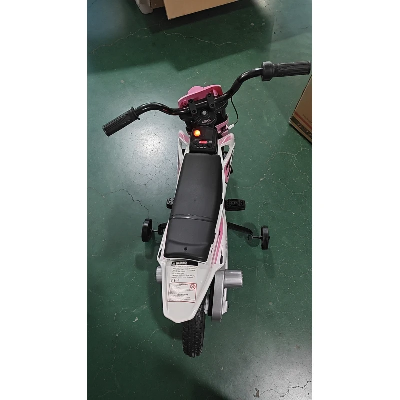 AIYAPLAY Kids Electric Motorcycle, 12V Ride On Motorbike with Training Wheels, Soft Start, Suspension, Music for 3–6 Years, Pink
