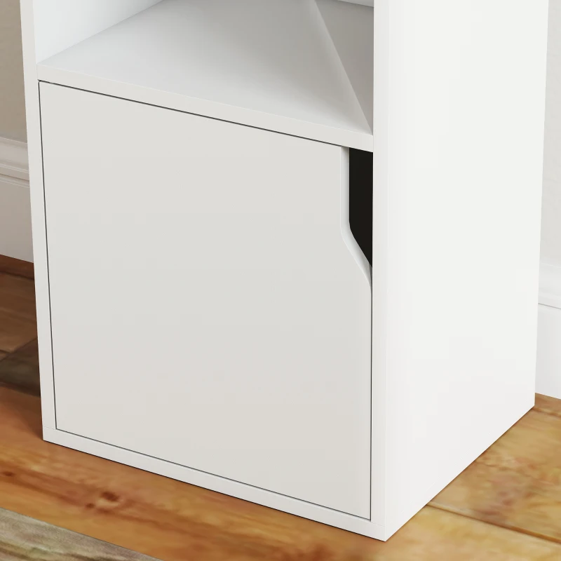 HOMCOM Boekenkast met 2 lades, smalle boekenkast met 3 open schappen, voor kantoor of slaapkamer, 30x24x158 cm, wit