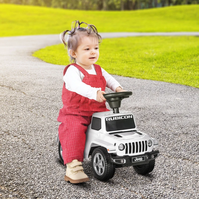 AIYAPLAY Porteur trotteur enfants voiture licence jeep 18-36 mois coffre - 63,5 x 29 x 42 cm blanc