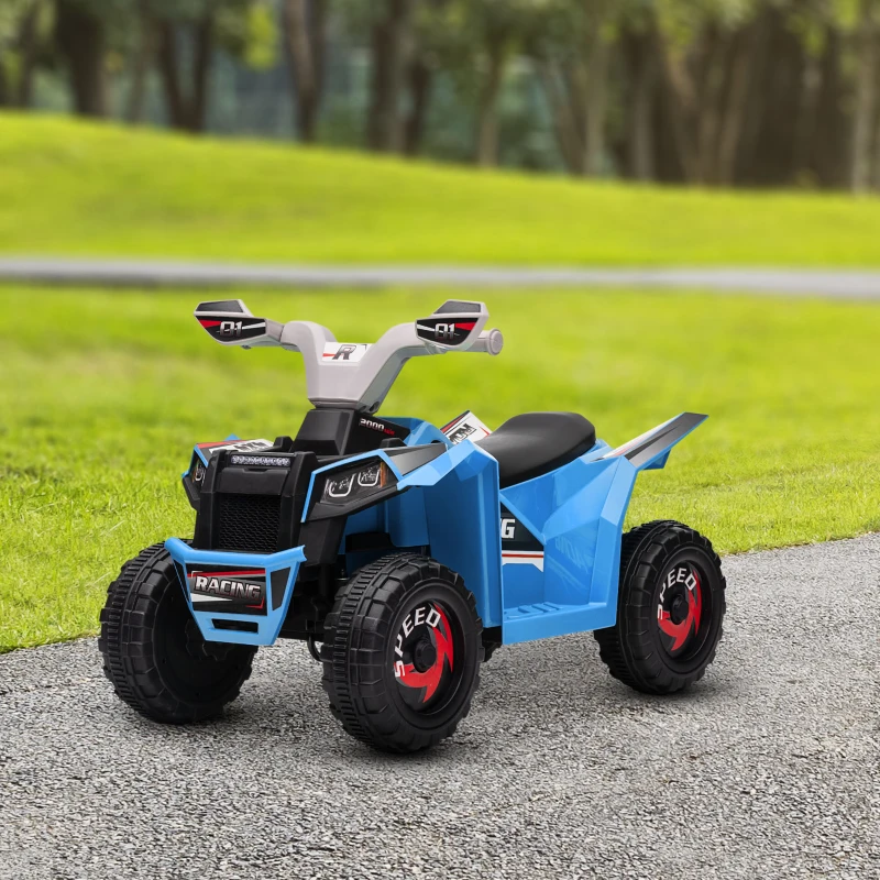 HOMCOM Quad per Bambini 18-36 Mesi in PP e Metallo, Velocità max 2.5 km/h, 70x41.5x48.5 cm, Blu Grigio e Nero
