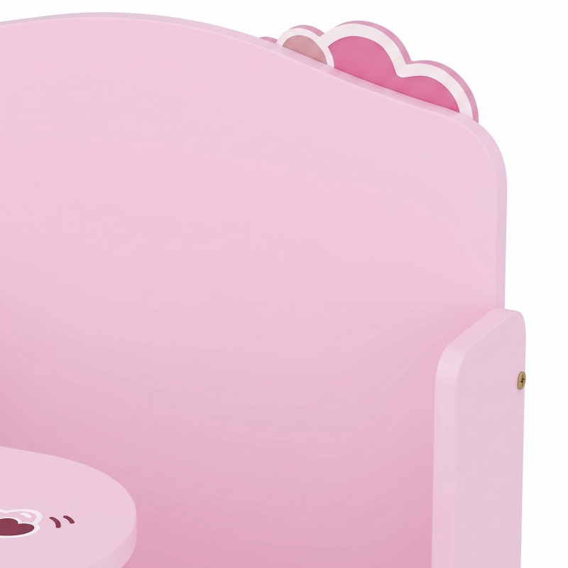 AIYAPLAY Kindertafel met Stoel 2-in-1, Kinderzitgroep met Opbergruimte, Ruimtebesparend, voor 3-5 Jaar, Roze