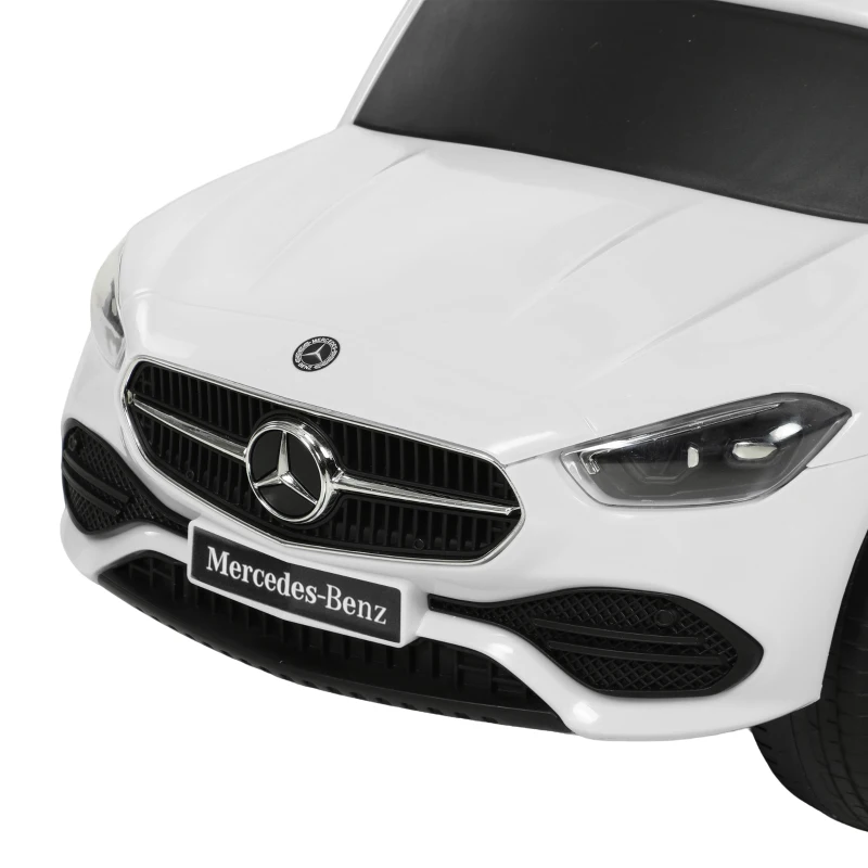 AIYAPLAY Porteur Enfants 3 en 1 Mercedes-Benz sous Licence, Garde-Corps, Espace de Rangement, Klaxon, 83x40x90cm, Blanc