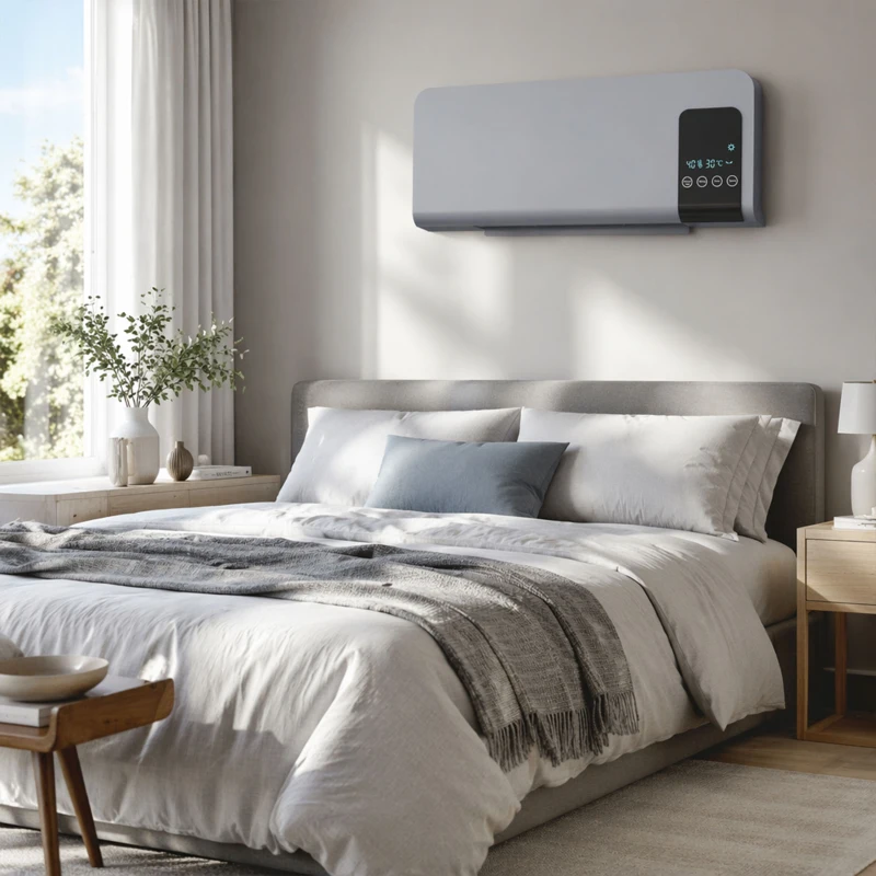 HOMCOM Elektrische wandverwarming met oscillatiefunctie, 2 standen, timer en LED-display, grijs