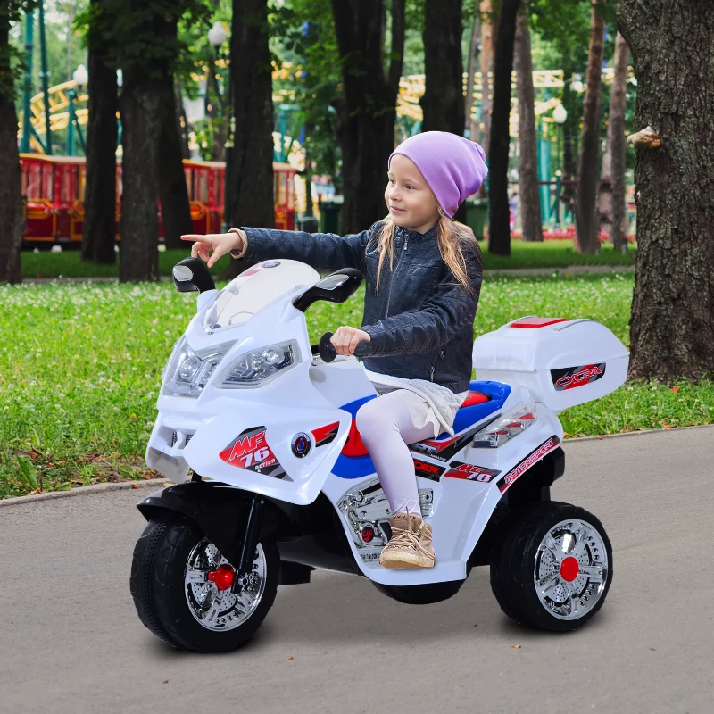 HOMCOM Moto Scooter électrique pour Enfants modèle Policier Fonctions sirène et gyrophare à partir de 3 Ans