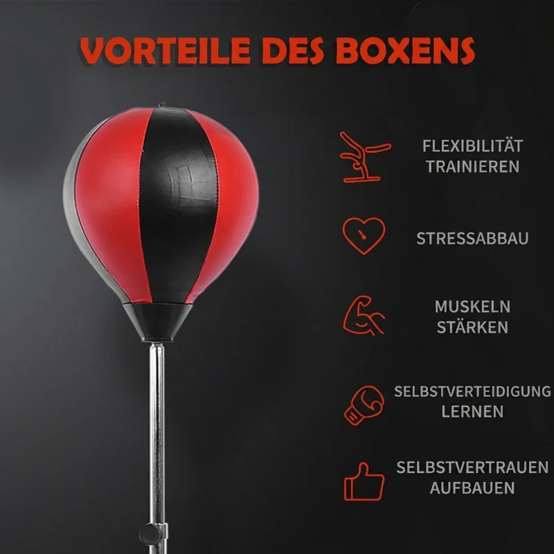 HOMCOM Bokstrainingset boksbal staande bokszak met handschoenen in hoogte verstelbaar(m-4)