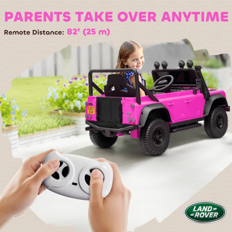 AIYAPLAY Kids Ride On Car with Remote Control, Music, Horn, 4 Spring Suspension Wheels, LED Lights for 3-5 Years Old, Pink