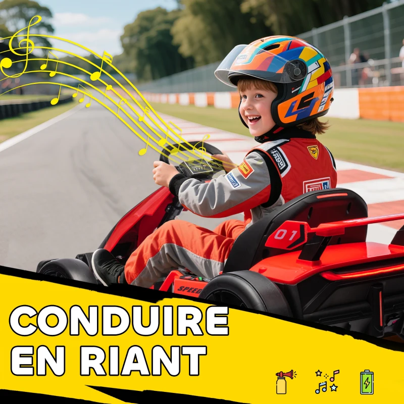 HOMCOM Kart électrique pour enfants moteur 2 x 150W batterie 24 V 120 x 76 x 53,5 cm rouge(m-9)