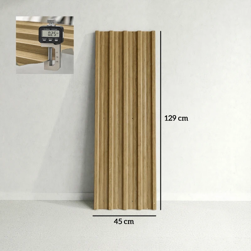 Outsunny Lot de 12 Panneaux en Acier Galvanisé Résistant aux Intempéries, Bois Naturel, Dim. d'un Panneau 129L x 45l cm
