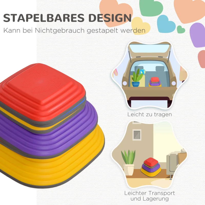 AIYAPLAY Balansstapstenen voor Kinderen, 6 Delig, Antislip, Obstakelstenen voor Motorische Ontwikkeling, Kunststof, Kleurrijk