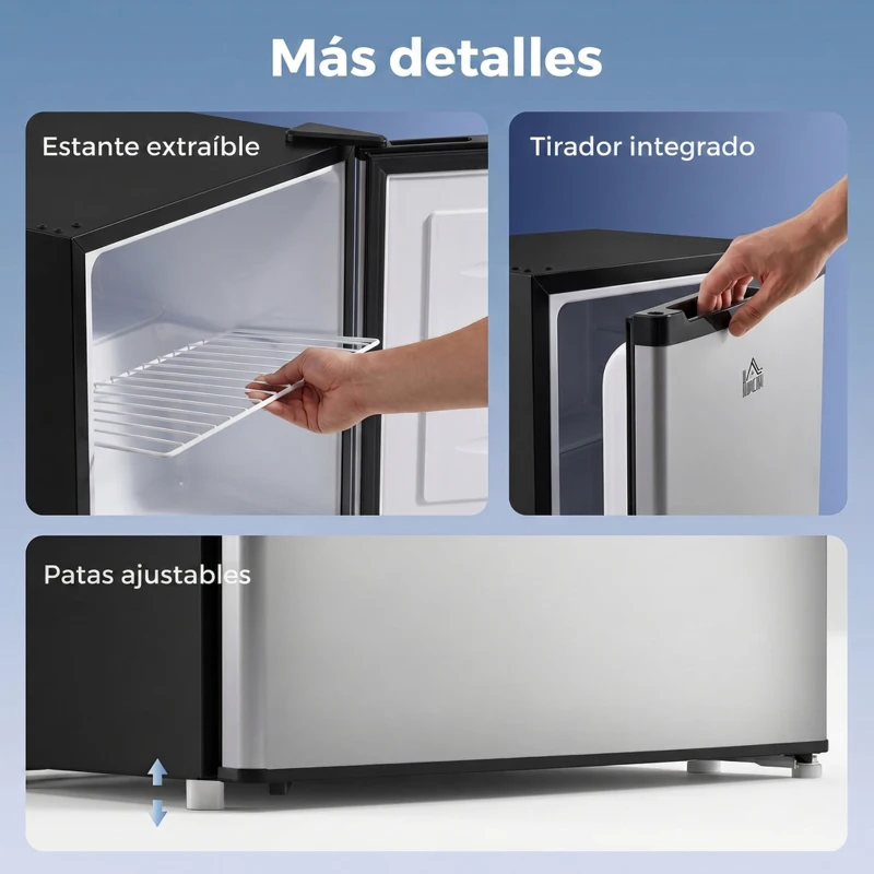 HOMCOM Congelador Vertical de 35 L con Temperatura Ajustable -24 °C a -14 °C Puerta Reversible y Estante Extraíble Plateado