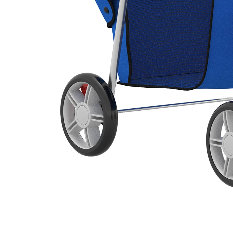 PawHut Dog Pram, Pet Stroller with Reflective Strips, Foldable Cat Stroller with 360° Swivel Wheels, Blue