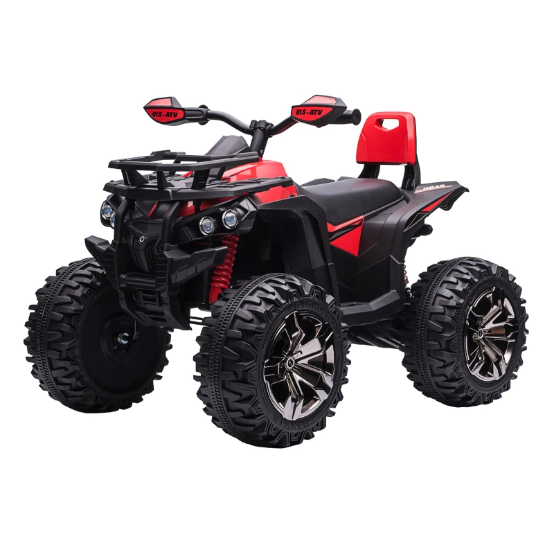 HOMCOM Quad Buggy électrique Enfant 12 V 8 Km/h Max. Voiture électrique Enfant avec Effets Lumineux sonores Selle avec Dossier Porte-Bagage Avant métal PP Rouge Noir(m-11)