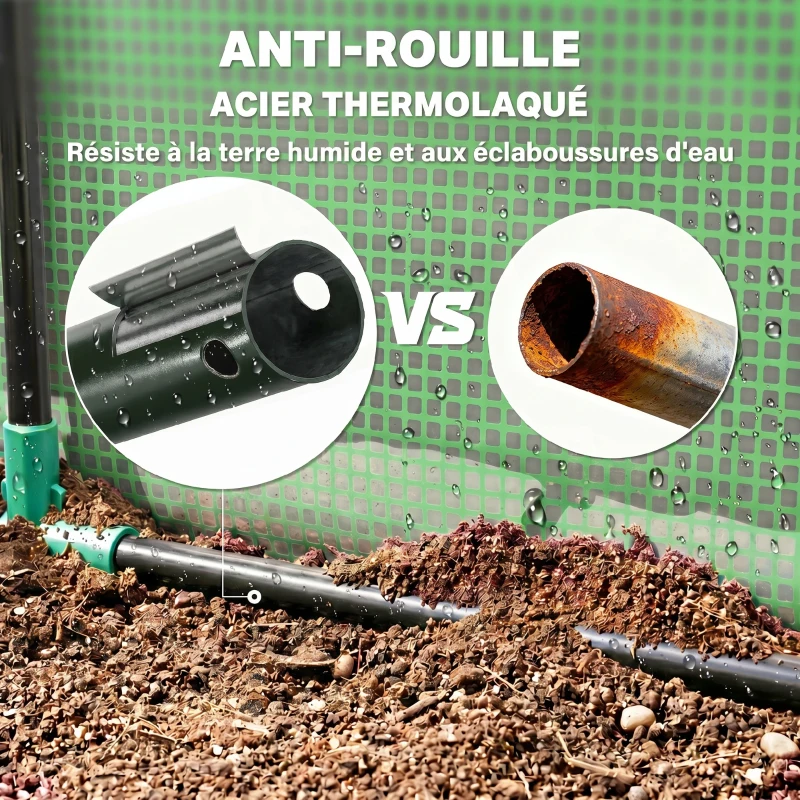 Outsunny Mini Serre de Jardin Serre à tomates mini serre tunnel toit pointu1,8L x 0,9l x 0,7H m métal thermolaqué PE Haute densité fenêtre moustiquaire intégrées Vert
