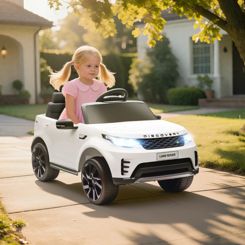 AIYAPLAY Macchina Elettrica per Bambini Licenza Land Rover con Fari LED, Clacson e Telecomando, 105x68.5x58 cm, Bianco