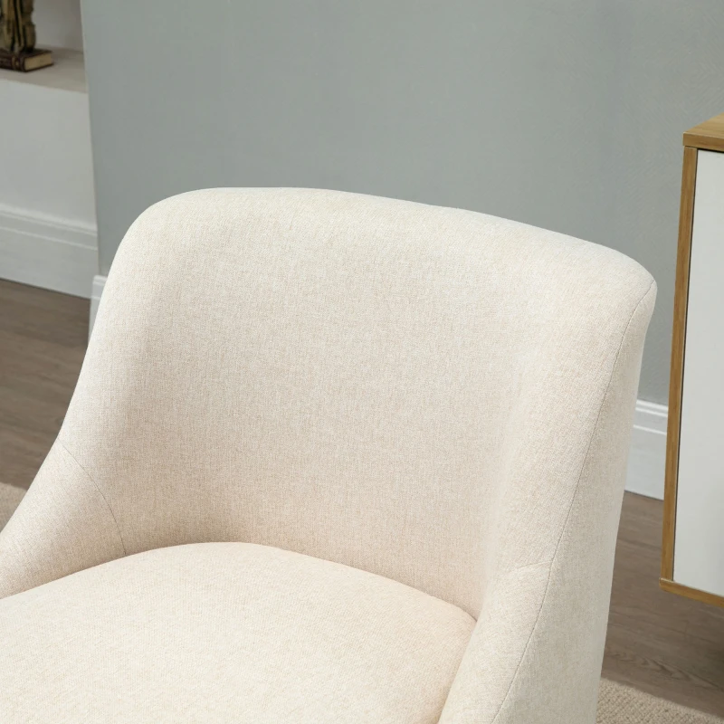 HOMCOM Fauteuil Scandinave Confortable pour Salon et Chambre, Pieds en Bois Massif, Revêtement en Tissu Lin, Beige
