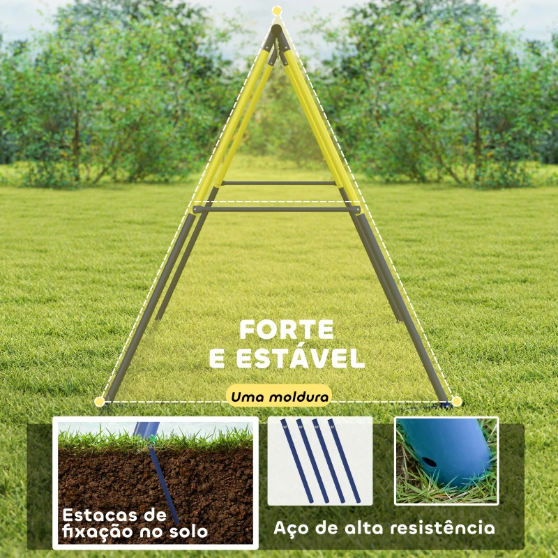AIYAPLAY Estrutura de Baloiço Infantil Metálica para 2 Baloiços Carga 150 kg para Assento de Baloiço Ninho Azul