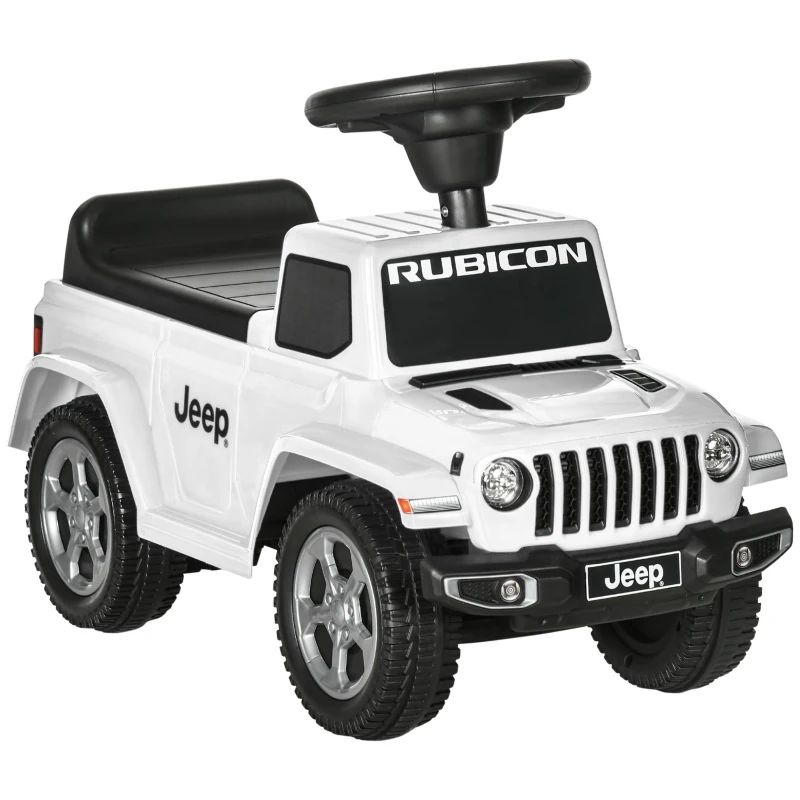 AIYAPLAY Porteur trotteur enfants voiture licence jeep 18-36 mois coffre - 63,5 x 29 x 42 cm blanc