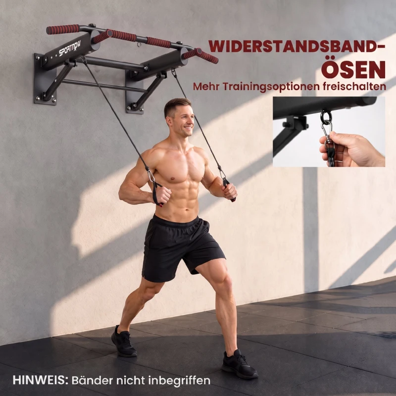 SPORTNOW Inklapbare optrekstang met antislip grepen, wandmontage, max. 120 kg, 98 x 65 x 31 cm, zwart