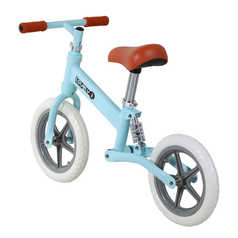HOMCOM 12" Kids Balance Bike No Pedal Bicycle EVA Tyre Adjustable Seat Toddler Training Bike W/ Shock Absorber 2 - 5 Years Gift for Boys Girls Blue