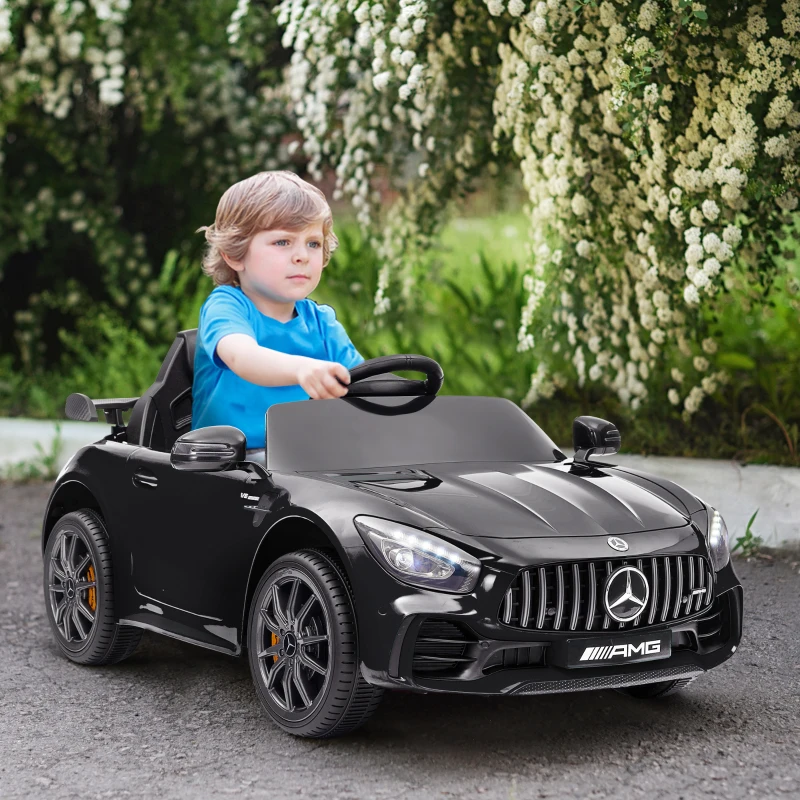 AIYAPLAY Elektro-Kinderauto, Mercedes, 3-5 km/h, Fernbedienung, Licht & Musik, Schwarz(m-10)