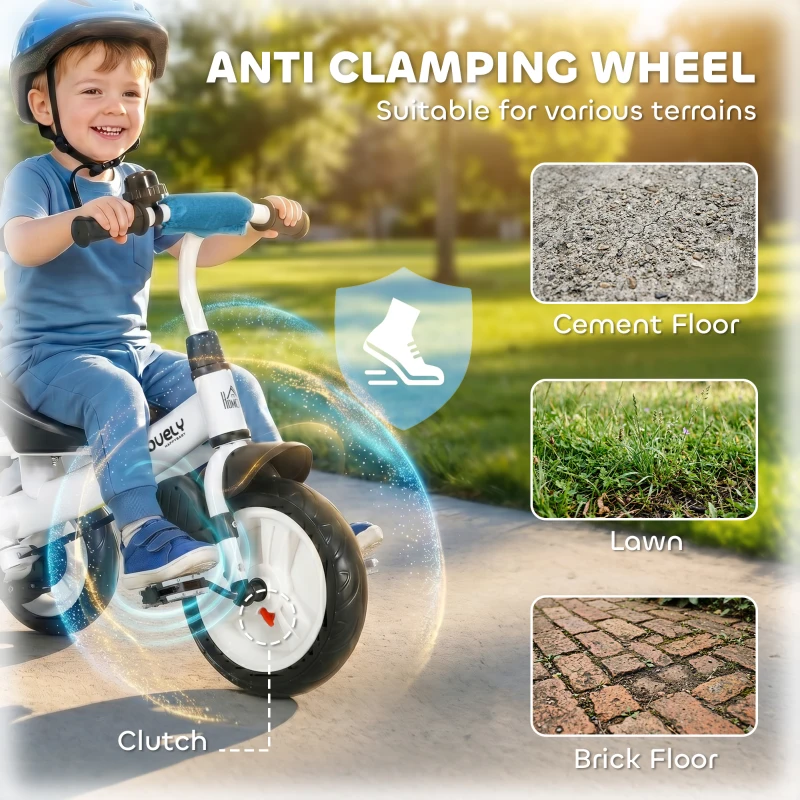HOMCOM 6 in 1 Kids Trike with Parent Handle, Canopy, 5-point Seat Belt, Storage, Footrest, Brake, for 1-5 Years, Blue
