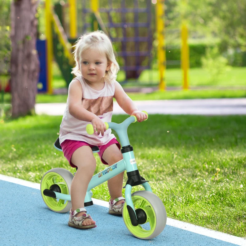 AIYAPLAY Bicicleta de Equilibrio para Niños de 18-48 Meses con Asiento Ajustable en Altura 66,5x34x47 cm Verde y Turquesa
