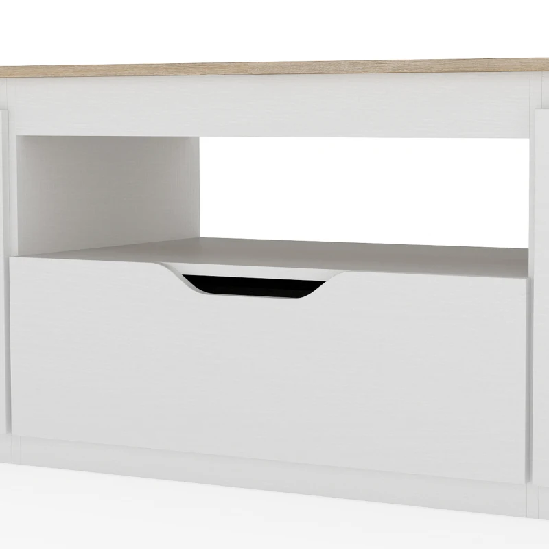 HOMCOM Tv-meubel hoogglans, voor tv's tot 65 inch, 3 vakken, lade, 160 x 38 x 43 cm, naturel hout