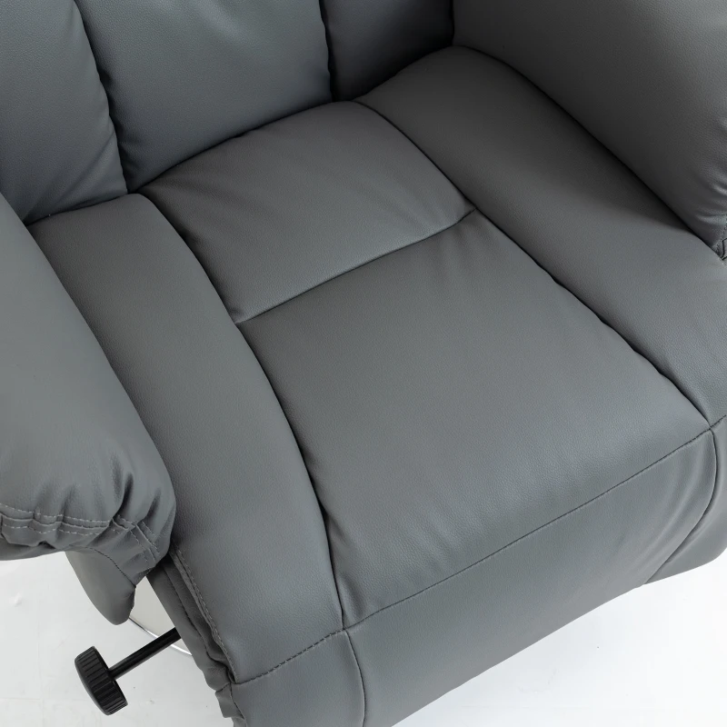 HOMCOM Relaxstoel met ligfunctie, lederlook, voetensteun, tot 120 kg, 78 x 80 x 109 cm, grijs