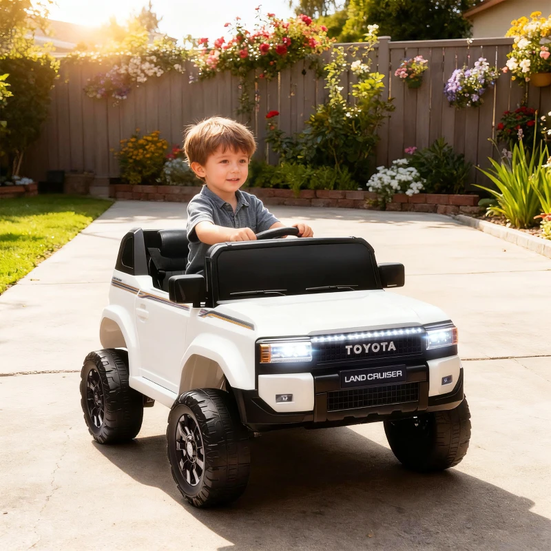 AIYAPLAY Auto Elettrica per Bambini TOYOTA Land Cruiser 12V con Telecomando, Età 3-6 Anni, Bianco