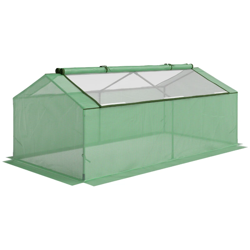 Outsunny Mini Serre de Jardin Serre à tomates mini serre tunnel toit pointu1,8L x 0,9l x 0,7H m métal thermolaqué PE Haute densité fenêtre moustiquaire intégrées Vert