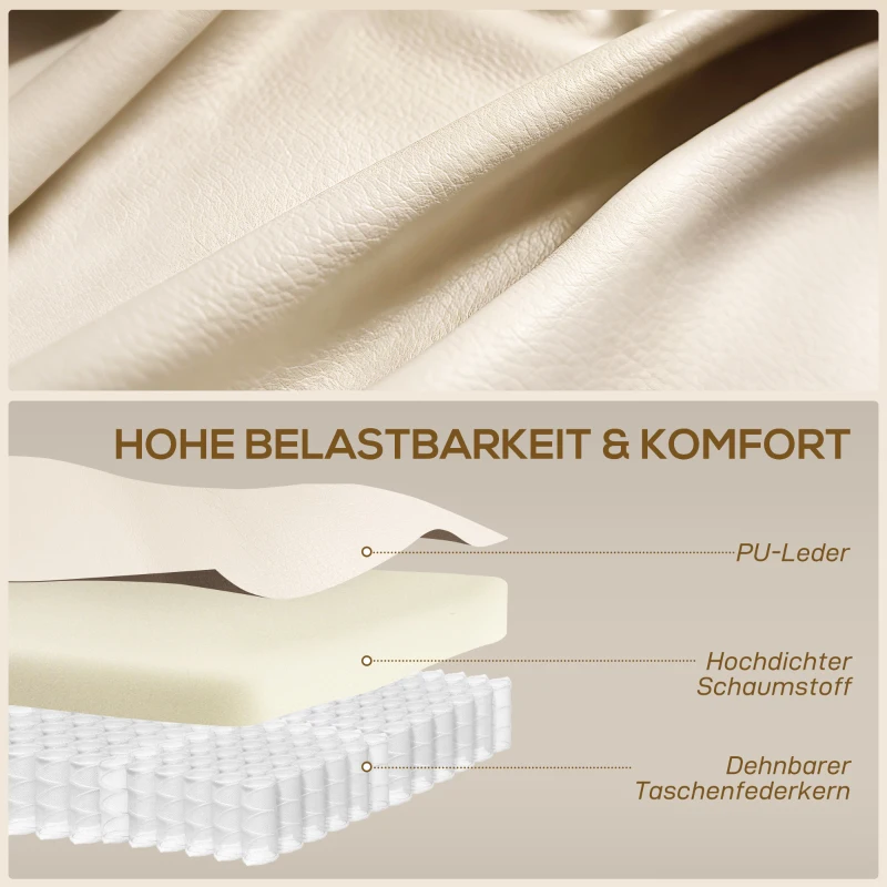 HOMCOM Massagesessel mit Wipp-, Liege- & Wärmefunktion, 3 Modi, drehbar, Cremeweiß