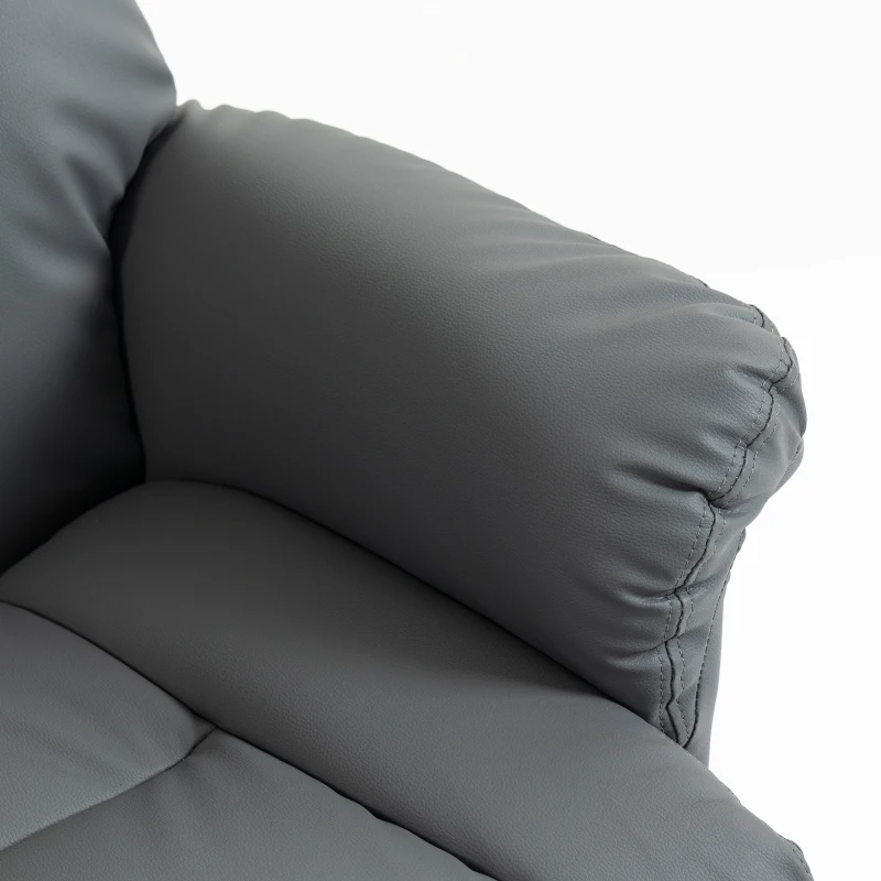 HOMCOM Relaxstoel met ligfunctie, lederlook, voetensteun, tot 120 kg, 78 x 80 x 109 cm, grijs