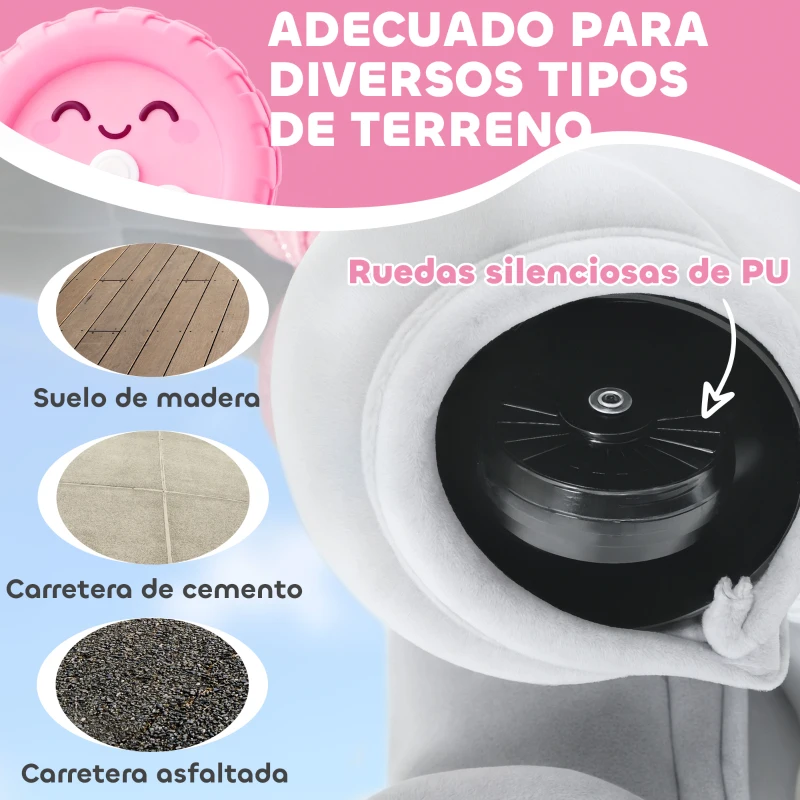 AIYAPLAY Elefante Eléctrico con Música Batería 6V Tacto Suave Ruedas Silenciosas de PU Marcha Adelante Gris