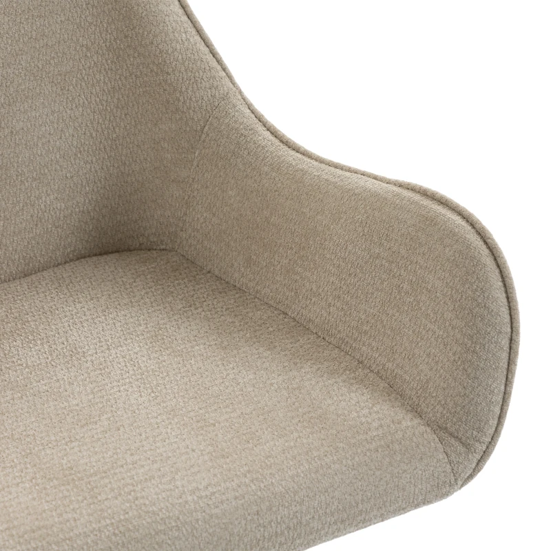 HOMCOM Eetkamerstoelen set van 2, draaibare stoelen met armleuningen, metalen frame, voor woonkamer en eetkamer, beige