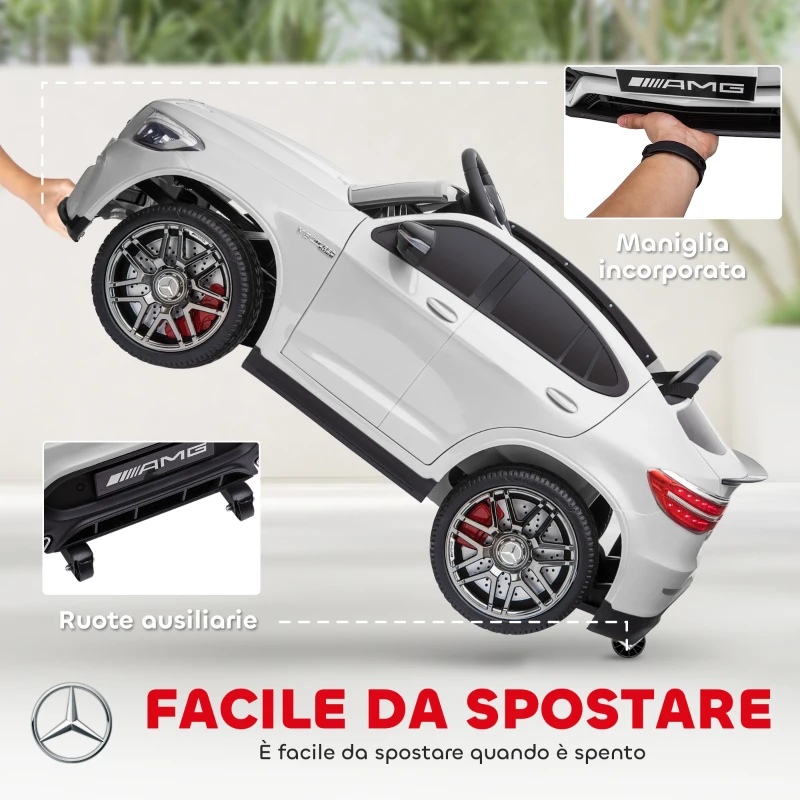 HOMCOM Macchina Elettrica per Bambini 3-5 Anni Mercedes con Cintura di Sicurezza e Telecomando, Bianco