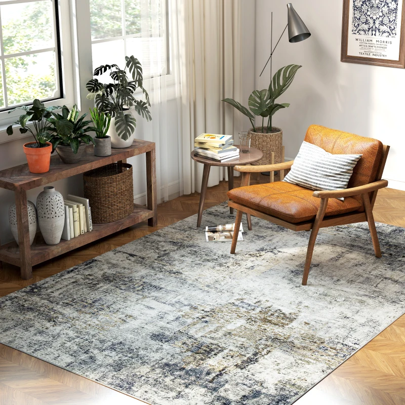 HOMCOM Woonkamerkleed van polyester met modern artistiek patroon, wasbaar, grijs